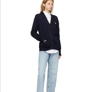 Maison Kitsune classic navy cardigan